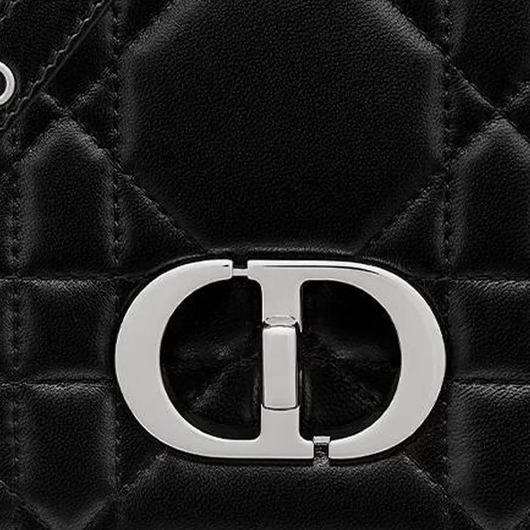 DIOR Caro Macrocannage Lambskin Shoulder Bag Small Size Women's Black-5
