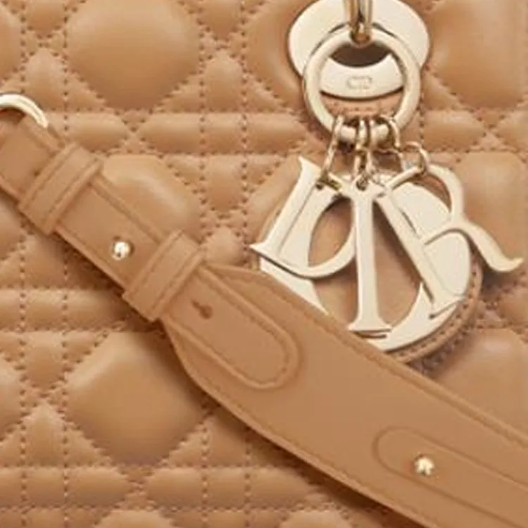 DIOR Lady Dior My ABCDior Lambskin One Shoulder Handbag Small Size Women's Light Gold-5