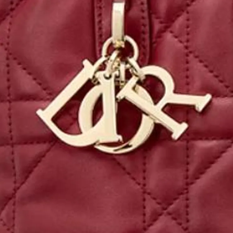 DIOR Toujours Calfskin Tote Bag, Shopping Bag, Shoulder Bag, Handbag Small Size Women's Cherry Red-5