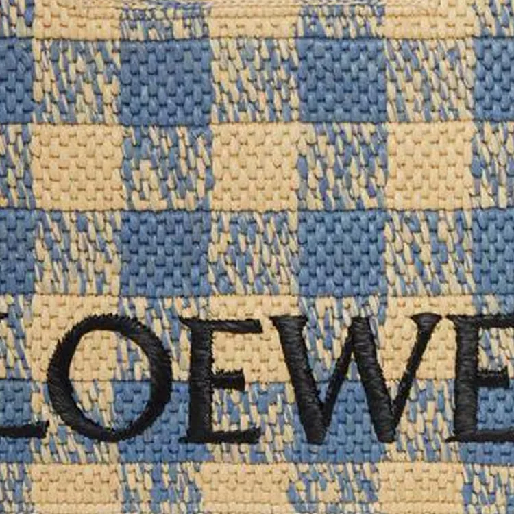 LOEWE Font Tote Raffia Tote Bag, Shopping Bag, Shoulder Bag, Handbag Medium Size Women's Beige & Blue-4