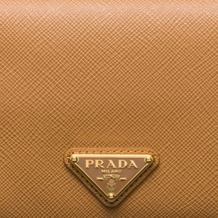 PRADA Calfskin Wallet Women's Camel-4