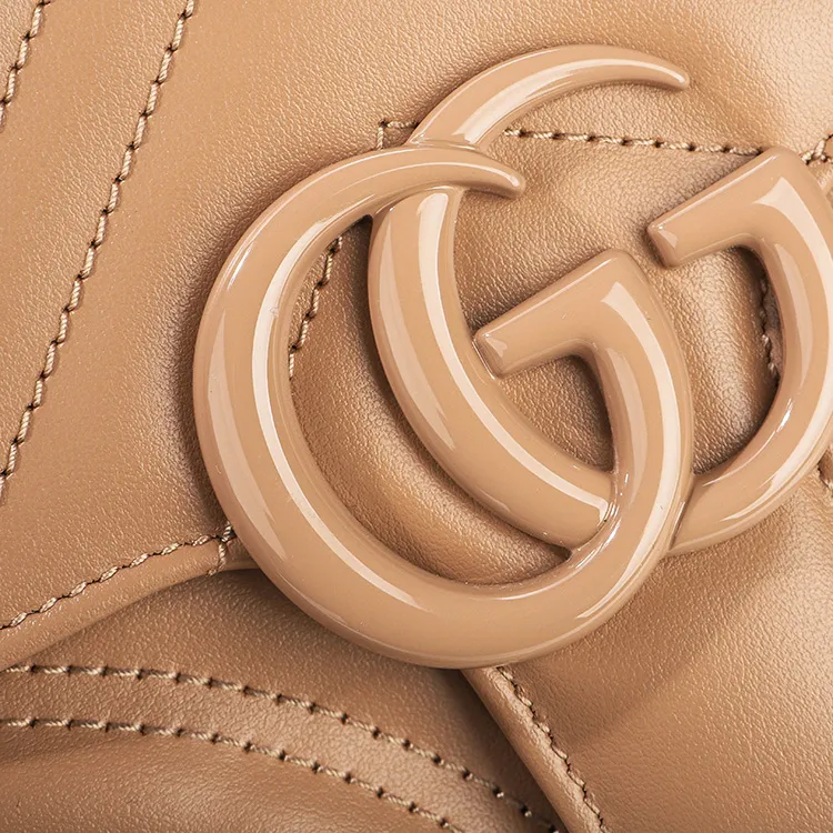 GUCCI Calfskin Shoulder Bag Women's Beige-6