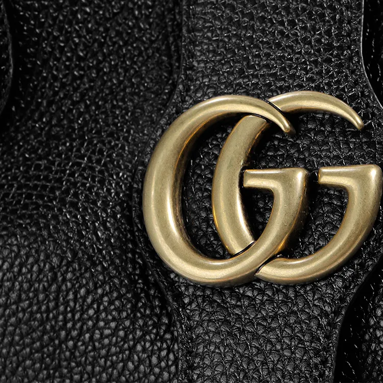 GUCCI Calfskin Tote Bag, Shopping Bag, Handbag Women's Black-8