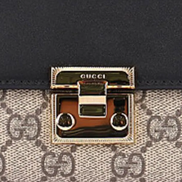 GUCCI GG Supreme Canvas With Leather Wallet Women's Black & Beige-4