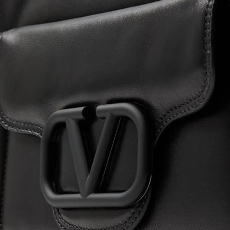 Valentino Cow Leather Travel Bag Unisex Black-6