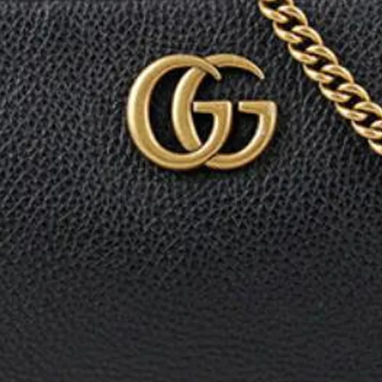 GUCCI Marmont Leather Shoulder Bag Women's Black-3