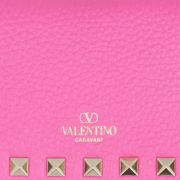 Valentino ROCKSTUD Calfskin Wallet Small Size Women's Pink-3