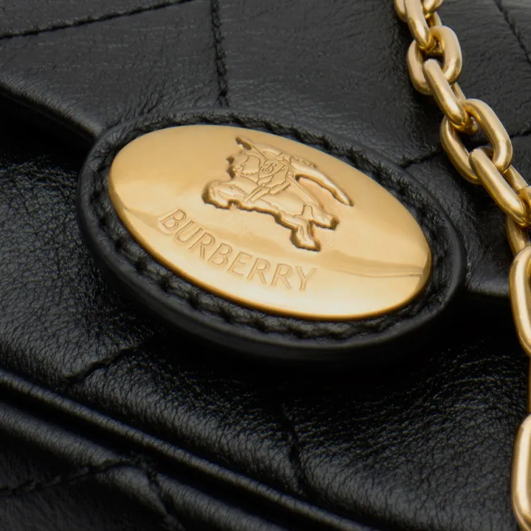 Burberry Calfskin Shoulder Bag Women's Black-4
