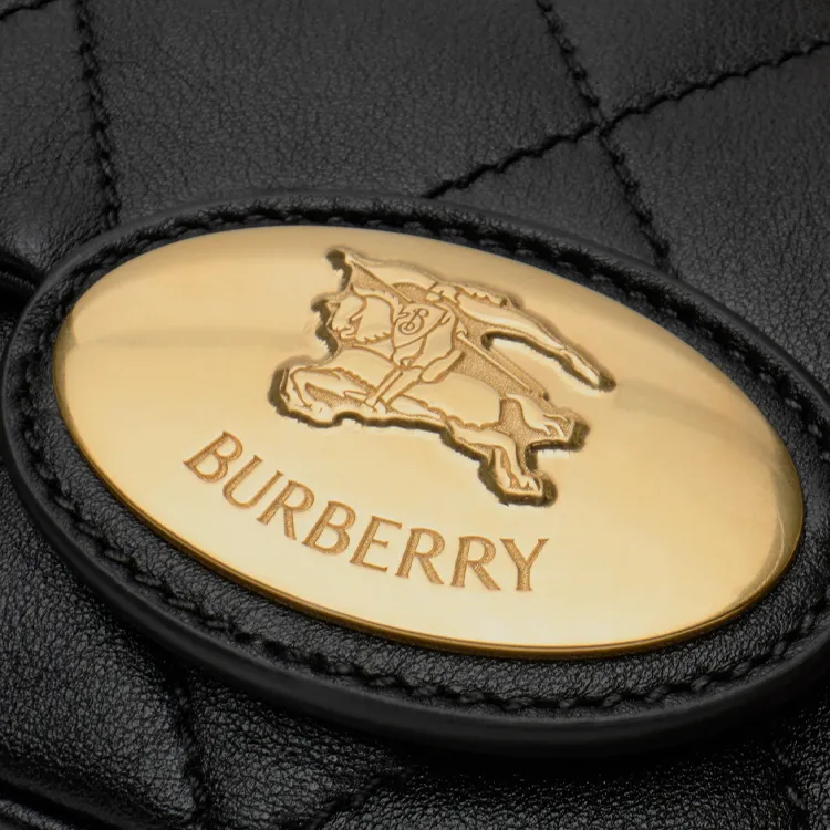 Burberry Calfskin Shoulder Bag Medium Size Women's Black-3