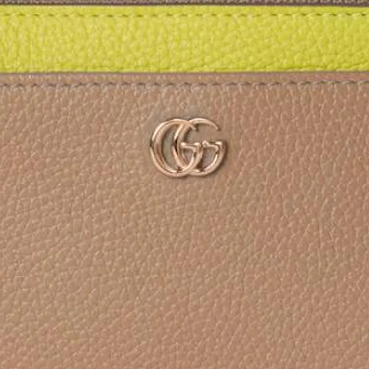 GUCCI GG Marmont Leather Card Holder Women's Beige & Bright Green-4