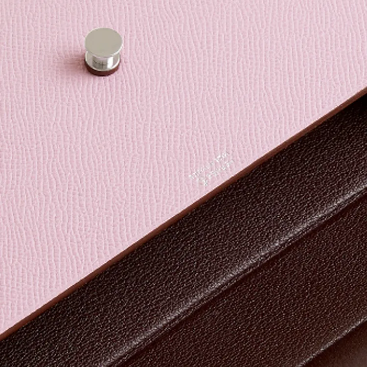 HERMES Calfskin With Crocodile Leather Clutch Women's Pink-2