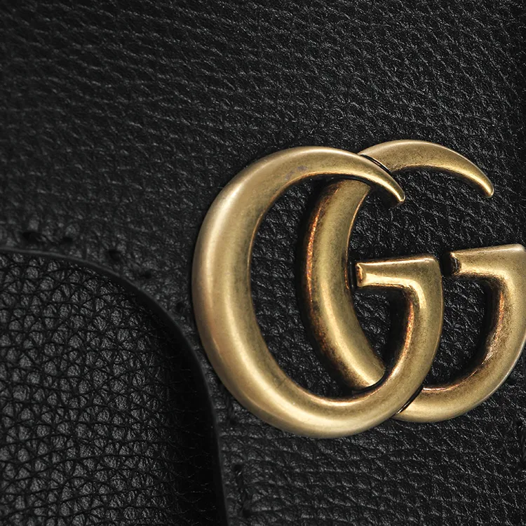 GUCCI Calfskin One Shoulder Handbag Women's Black-10