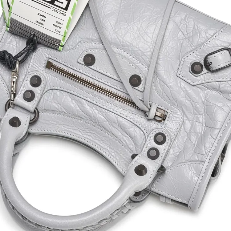 Balenciaga Le City Sheepskin Shoulder Bag, Crossbody Bag, Handbag Mini Women's Light Gray-5