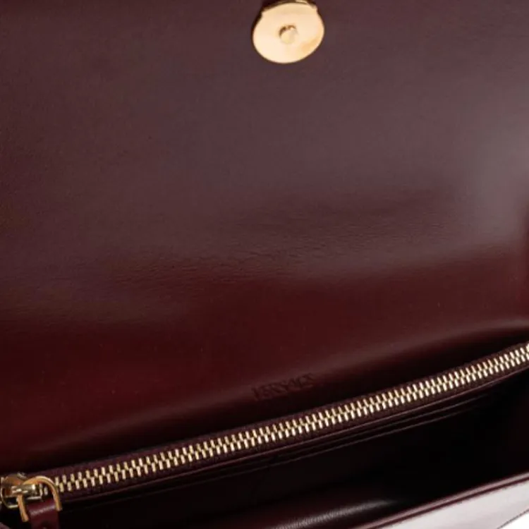 VERSACE Greca Goddess Calfskin Shoulder Bag Mini Women's Burgundy-3