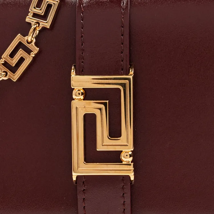 VERSACE Greca Goddess Calfskin Shoulder Bag Mini Women's Burgundy-4
