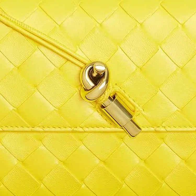 Bottega Veneta Lambskin Handbag Women's Yellow-4