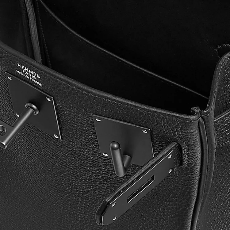 HERMES Hac A Dos Togo Calfskin Crossbody Bags Unisex 89 Noir Black-3