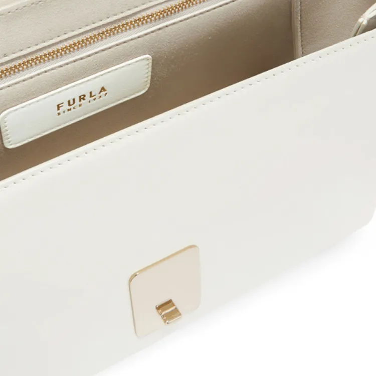 Furla Leather Shoulder Bag Medium Size Women's White-3