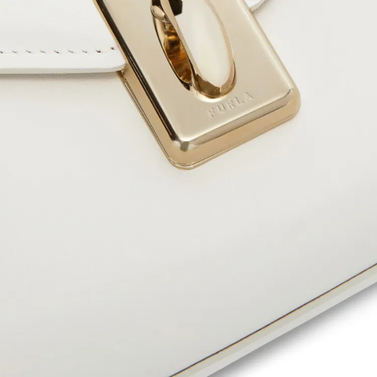 Furla Leather Shoulder Bag Medium Size Women's White-4