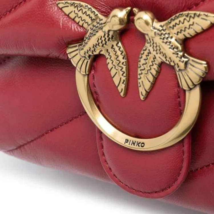 PINKO Love Bag Puff Lambskin Shoulder Bag Mini Women's Red-2