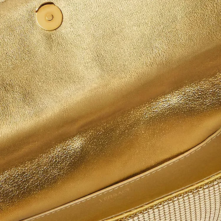 VERSACE La Medusa Metal Shoulder Bag Women's Gold-3