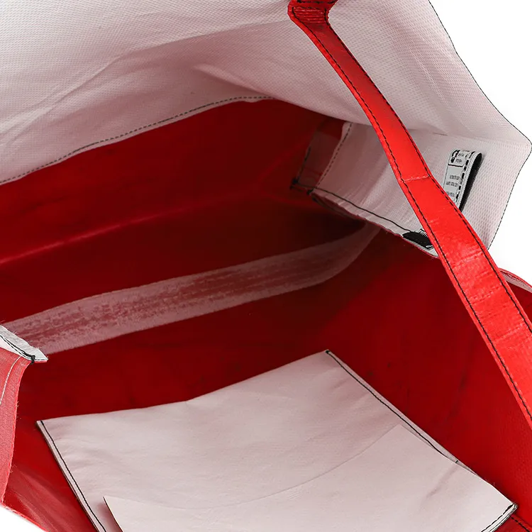 FREITAG Polyester Tote Bag, Shopping Bag, Shoulder Bag, Handbag Unisex Red & White-6