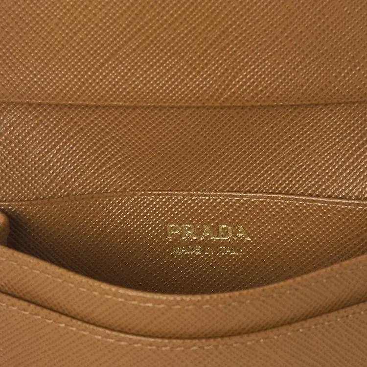 PRADA Cow Leather Wallet Women's Brown-3
