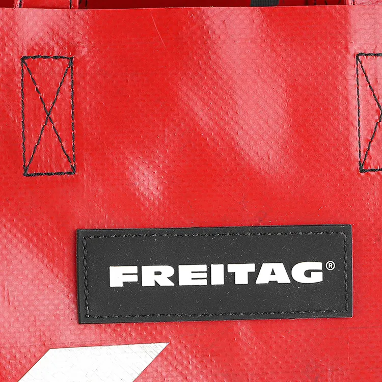 FREITAG Polyester Tote Bag, Shopping Bag, Handbag Unisex Red & White-5