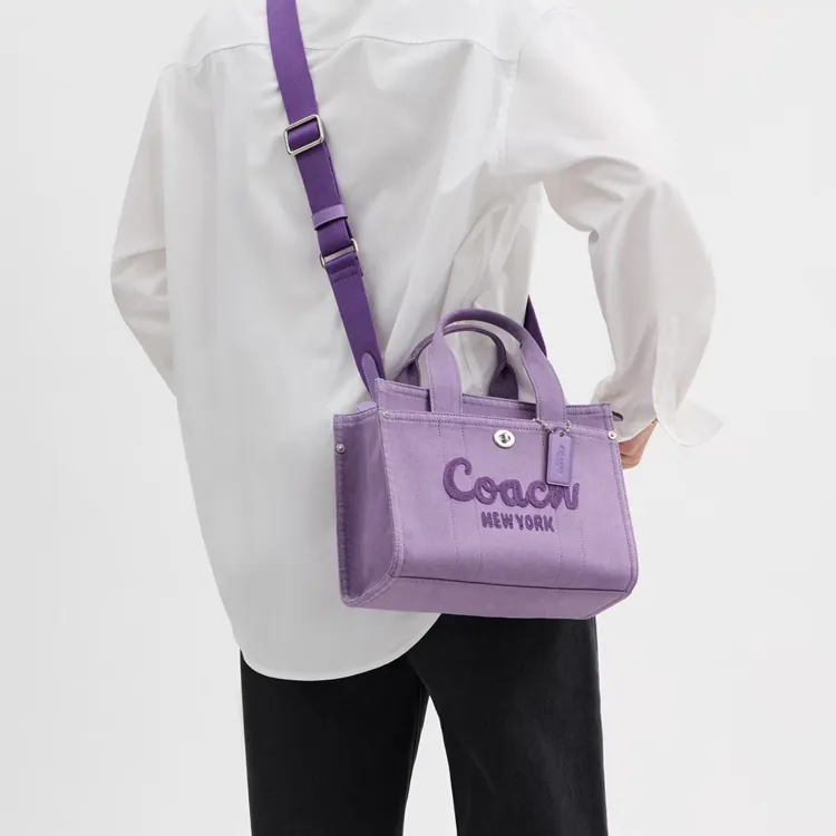 COACH Cargo Denim Fabric Tote Bag, Shopping Bag, Shoulder Bag, Crossbody Bag, Handbag Medium Size Women's Purple-5