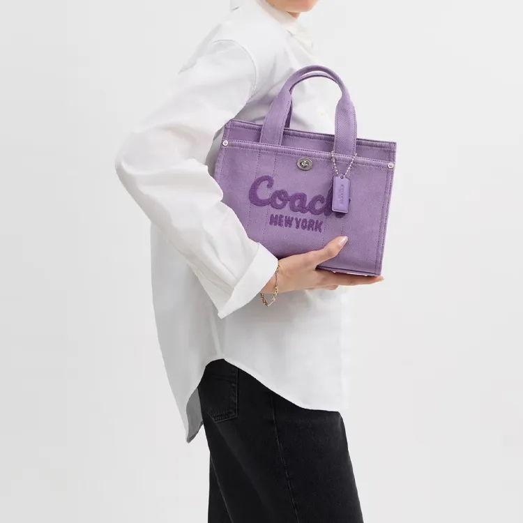 COACH Cargo Denim Fabric Tote Bag, Shopping Bag, Shoulder Bag, Crossbody Bag, Handbag Medium Size Women's Purple-7