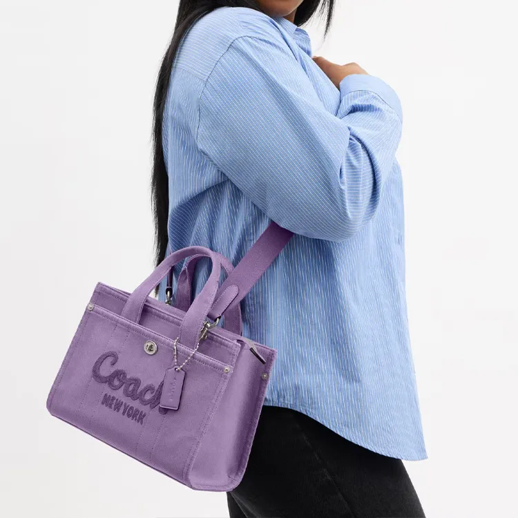 COACH Cargo Denim Fabric Tote Bag, Shopping Bag, Shoulder Bag, Crossbody Bag, Handbag Medium Size Women's Purple-6