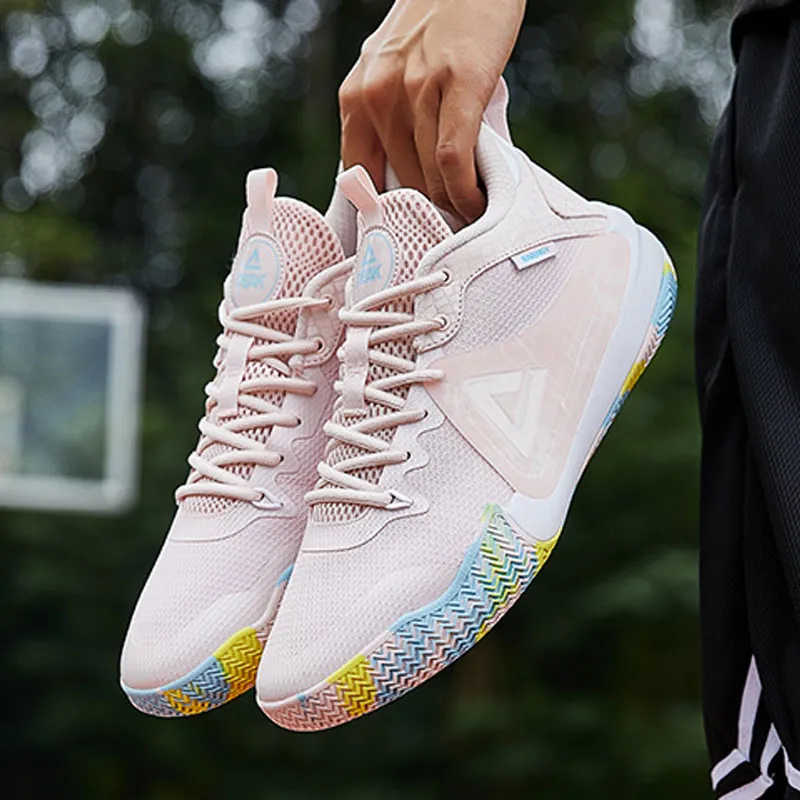 PEAK Cushioned Slip Resistant Breathable Low Top Basketball Shoes Men's Pink-6