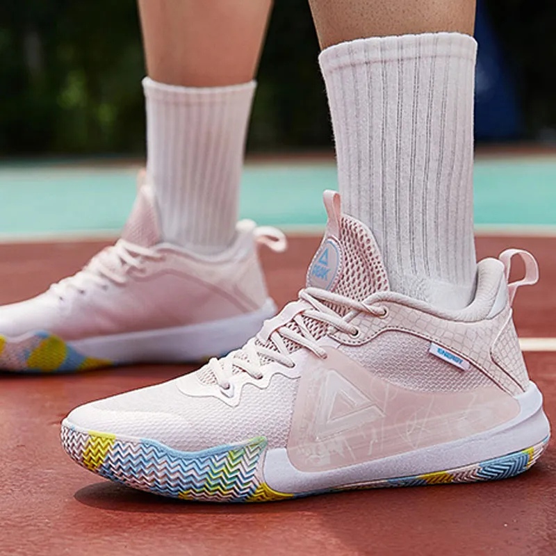 PEAK Cushioned Slip Resistant Breathable Low Top Basketball Shoes Men's Pink-5