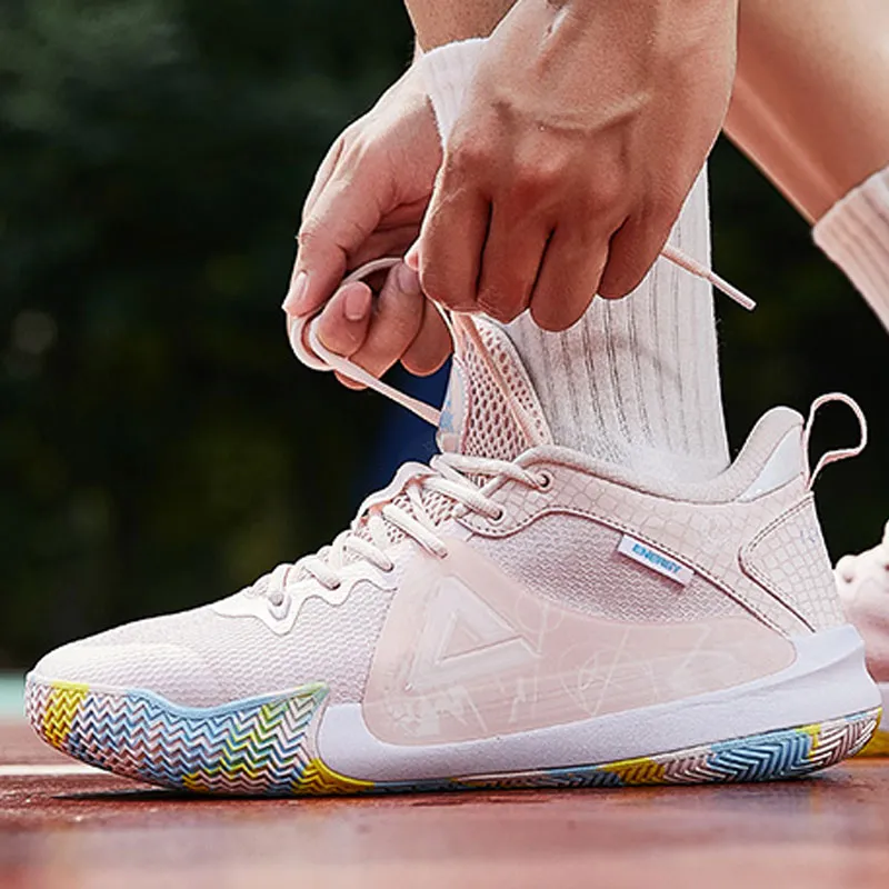 PEAK Cushioned Slip Resistant Breathable Low Top Basketball Shoes Men's Pink-7