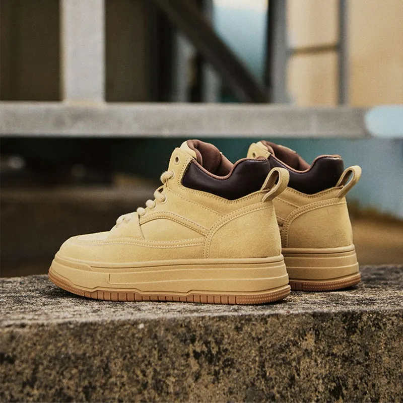 Dickies Anti-Slip And Wear-Resistant Height Increasing Mid-Top Skateboard Shoes Women's Apricot-6