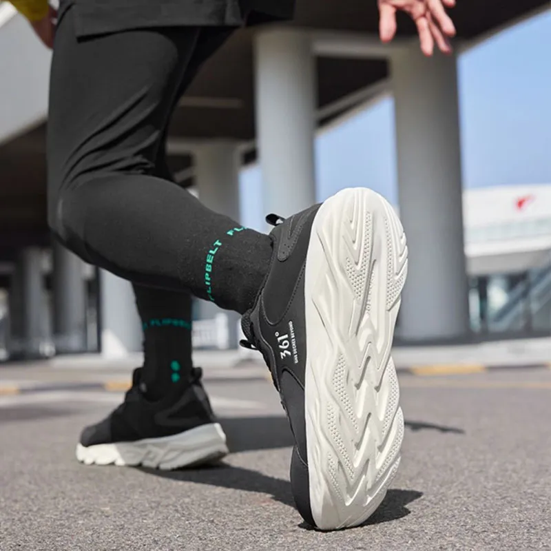 361° Low Top Running Shoes Men's Black White-5
