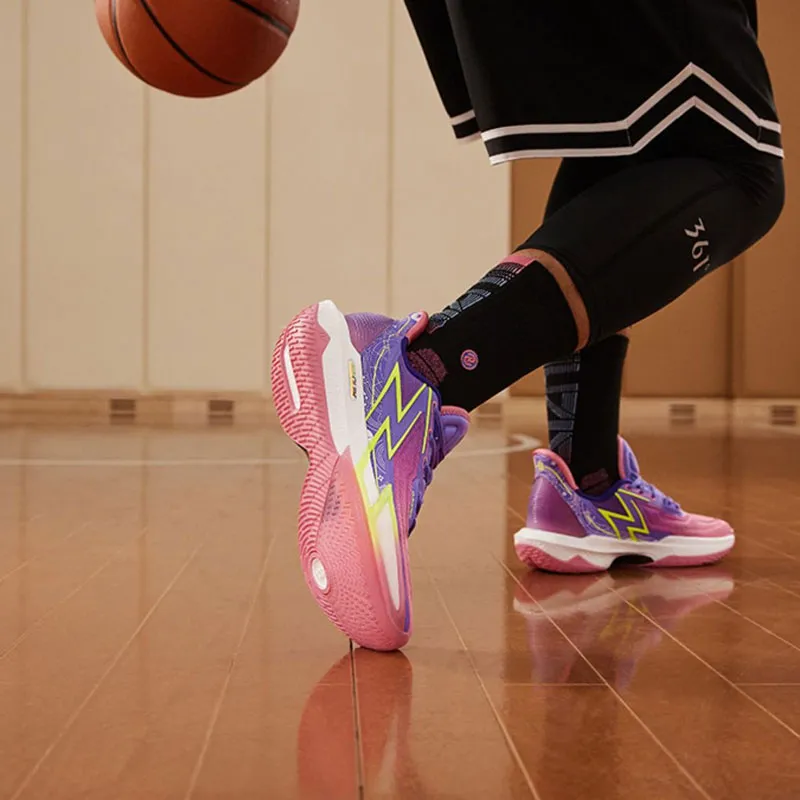 361° BIG3 4.0 Quick Pro Cushioning Anti Slip And Wear Resistant Low Top Carbon Plate Basketball Shoes Men's Purple-7