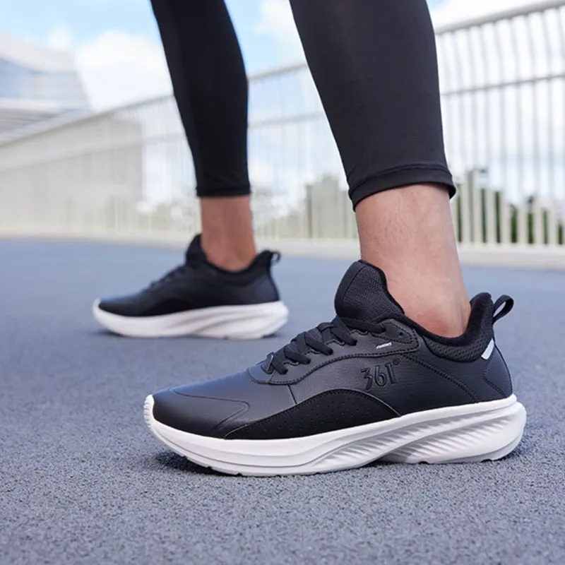 361° Anti Slip And Wear Resistant Warm Low Top Running Shoes Men's Black White-7