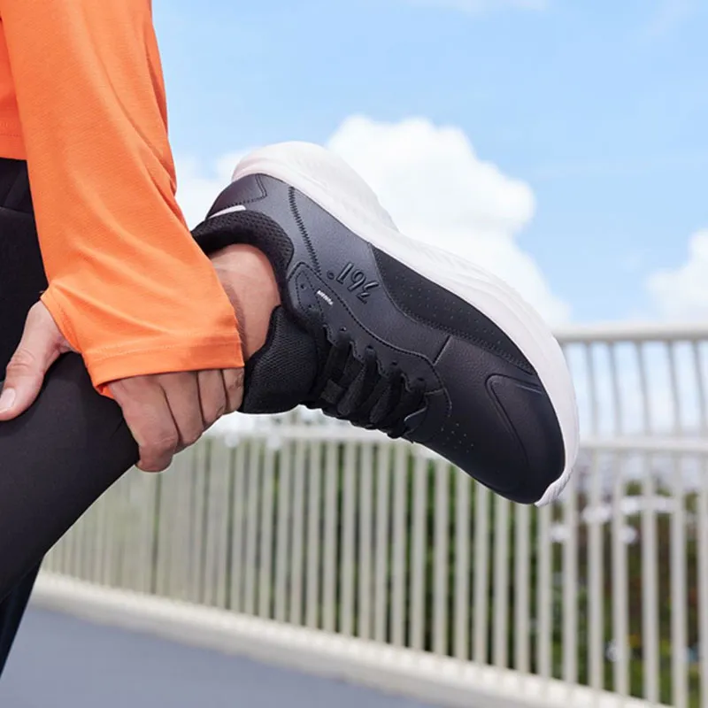 361° Anti Slip And Wear Resistant Warm Low Top Running Shoes Men's Black White-8