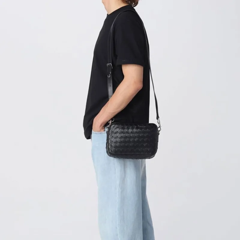 Bottega Veneta Cow Leather With Leather Crossbody Bag Shoulder Bag Men's Black-6