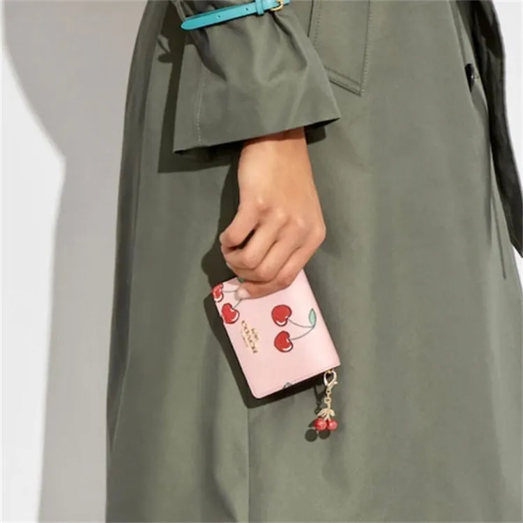 COACH Boxed Coated Canvas With Smooth Leather Card Holder Wallet Regular Women's Pink Multicolor Monogram-4