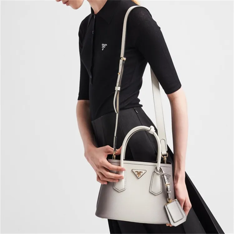 PRADA Leather Tote Bag Shopping Bag Shoulder Bag Crossbody Bag Handbag Mini Women's Gradient White-7