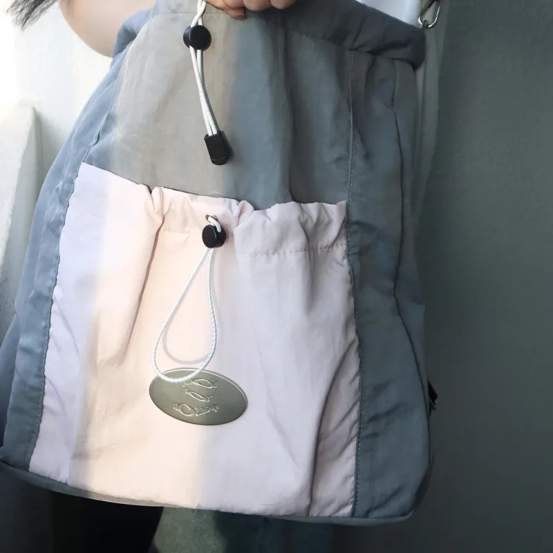 GOOD FOR NOTHING Polyamide Backpack Medium Size Unisex Gray Pink-4