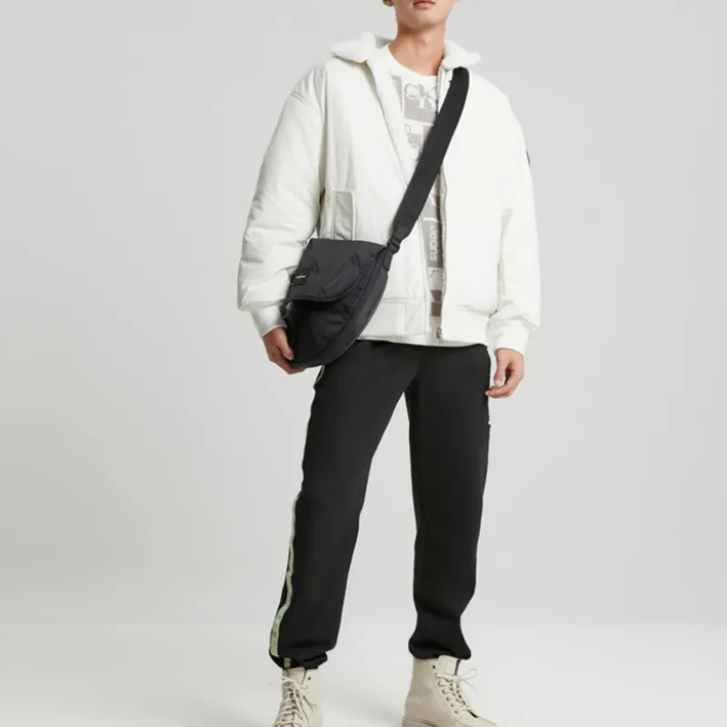 CALVIN KLEIN Fabric Saddle Bag Shoulder Bag Crossbody Bag Large Size Men's Black-3