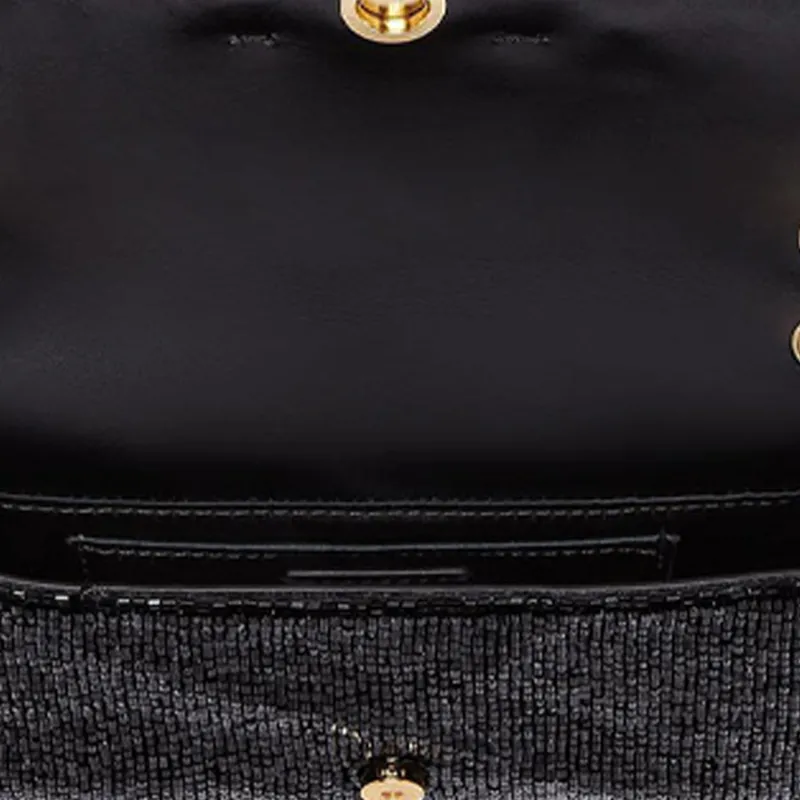FENDI Baguette Fabric Cow Leather Patchwork Portable One Shoulder Crossbody Cell Phone Pouch Women's Black-3