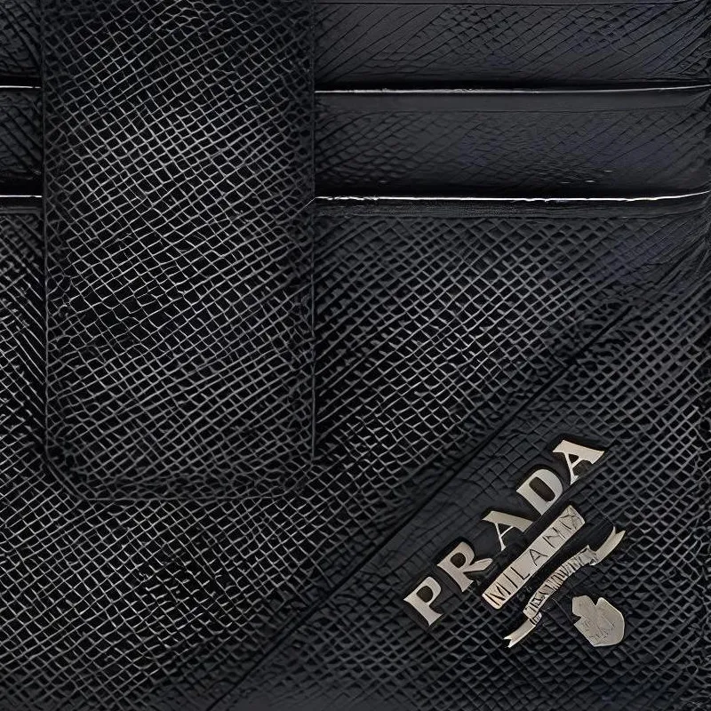 PRADA Saffiano Leather Card Holder Men's Black-4