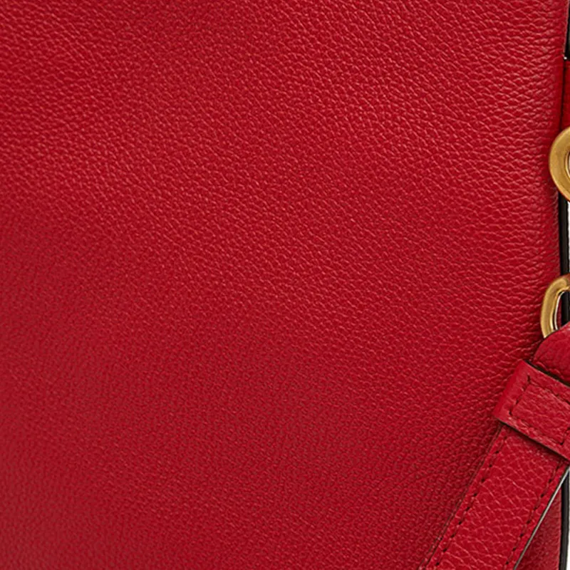 GUCCI Cow Leather Wristband Clutch Unisex Red-4