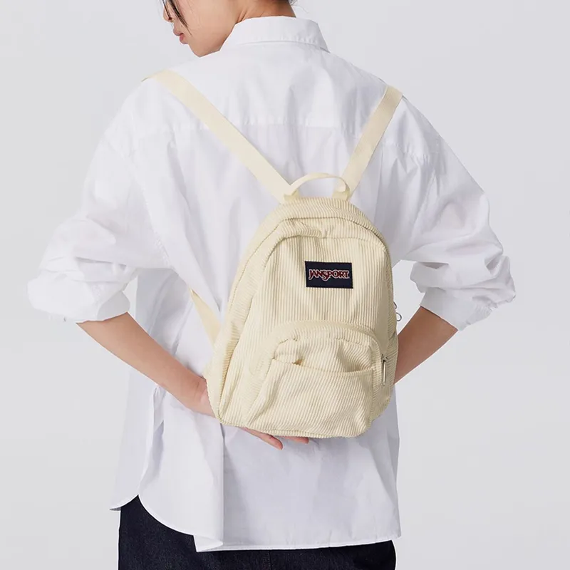 JanSport Polyester Backpack Mini Unisex Corduroy Coconut Color-3