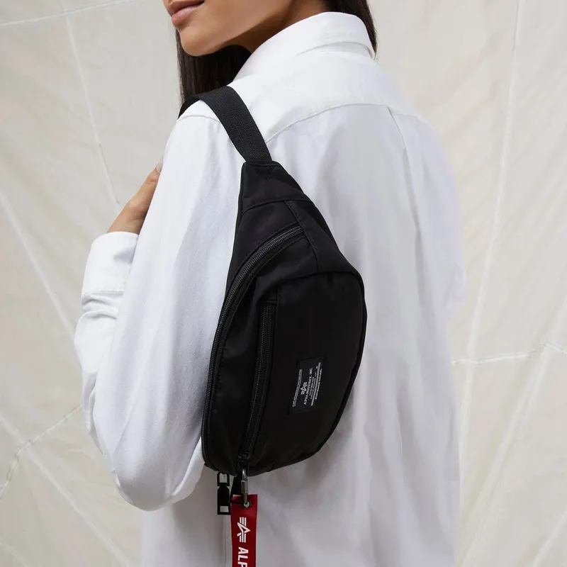 Alpha Industries Nylon One Shoulder Crossbody Fanny Pack Regular Unisex Black-3