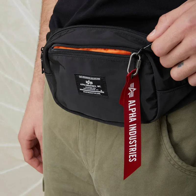 Alpha Industries Nylon One Shoulder Crossbody Fanny Pack Regular Unisex Black-4